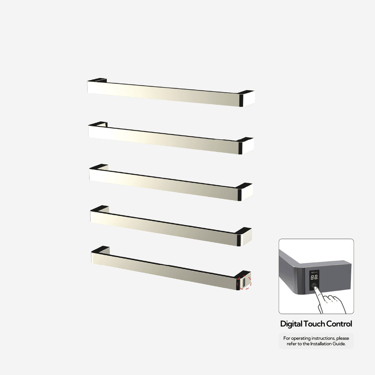 Sèche-serviettes P&Bhusri G12-XL-PWG-ME G12 en or blanc poli PVD