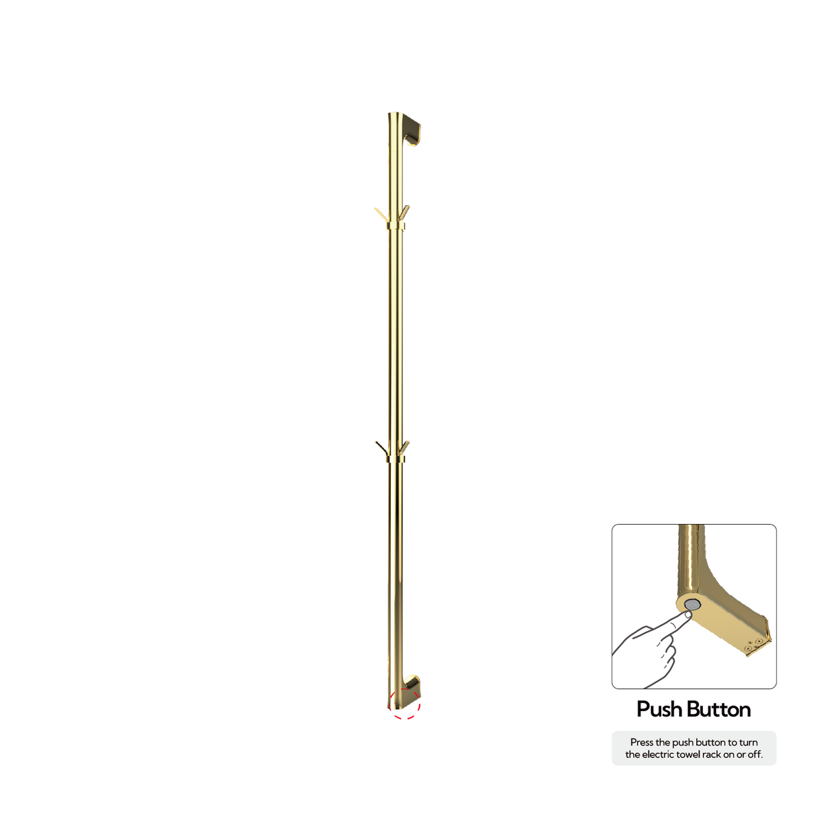 Sèche-serviettes P&Bhusri G27-M-PBR-N G27 en laiton poli PVD
