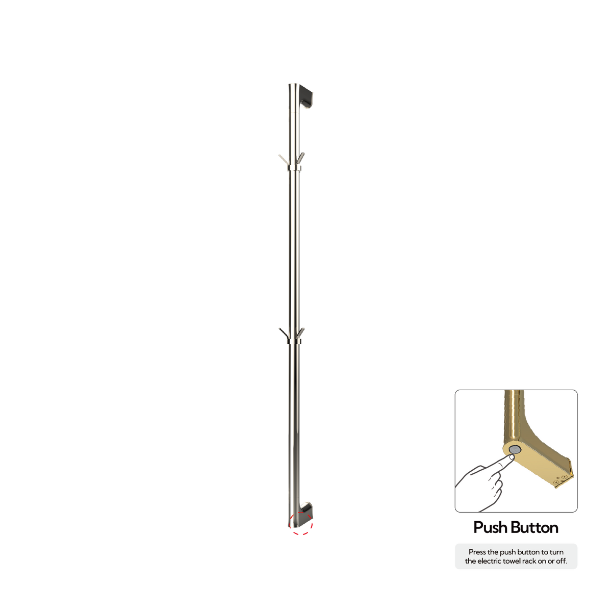 Sèche-serviettes P&Bhusri G27-M-PNI-N G27 en nickel poli PVD