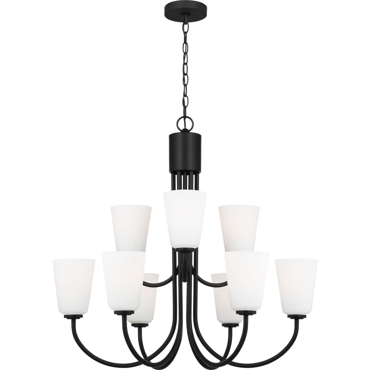 Generation Lighting GLC1139MBK Miles Nine Light Chandelier