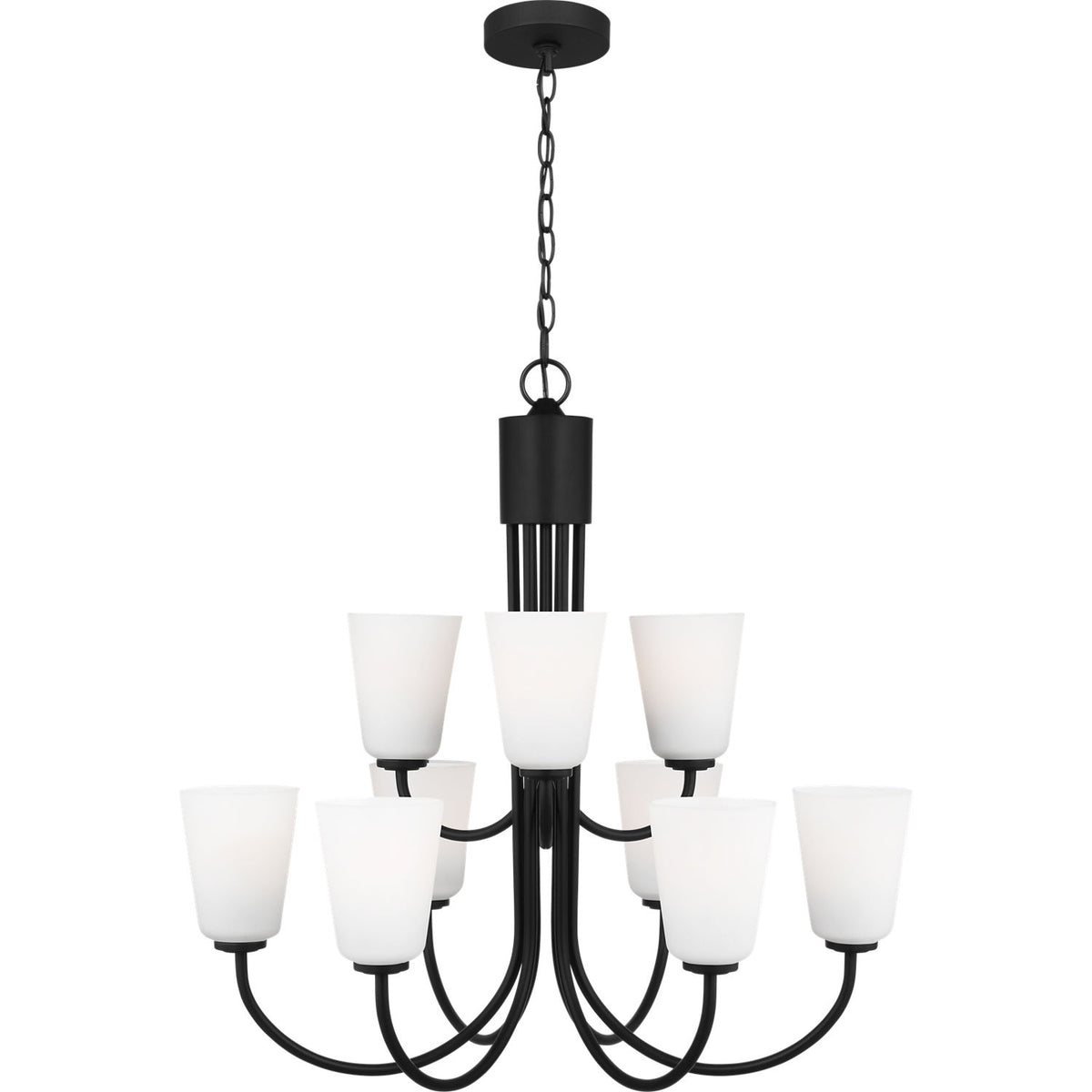 Generation Lighting GLC1139MBK Miles Nine Light Chandelier
