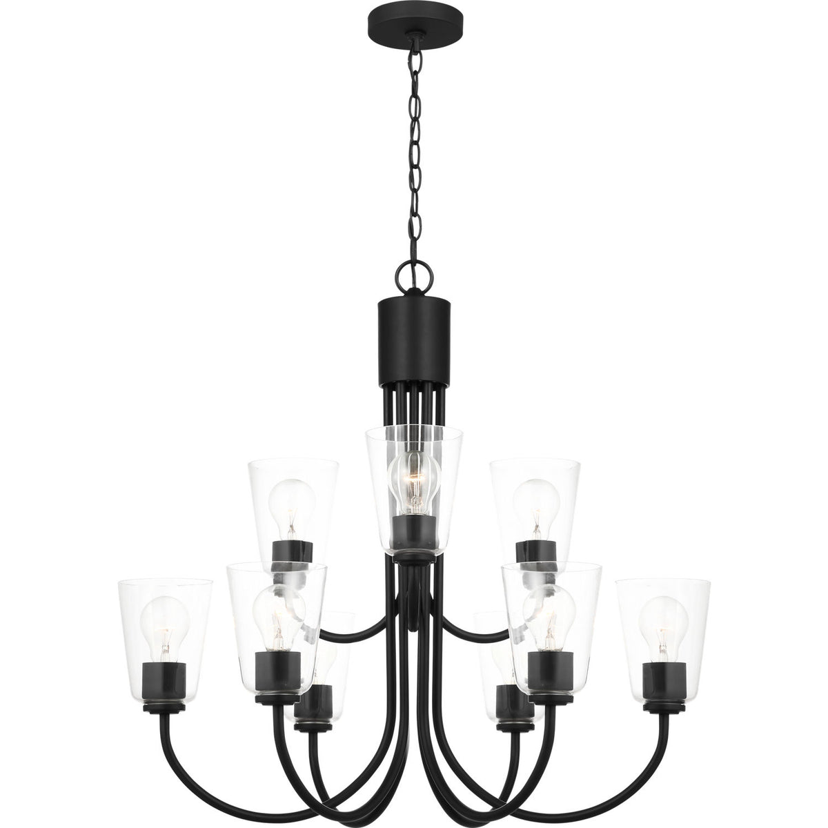 Generation Lighting GLC1169MBK Miles Nine Light Chandelier