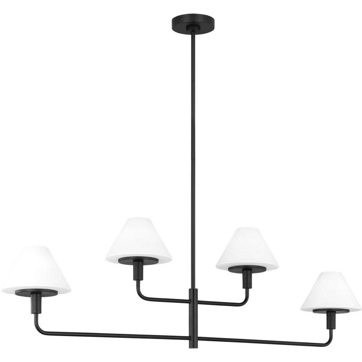 Generation Lighting GLC1244MBK Mendota Quatre lampes linéaires Suspendu