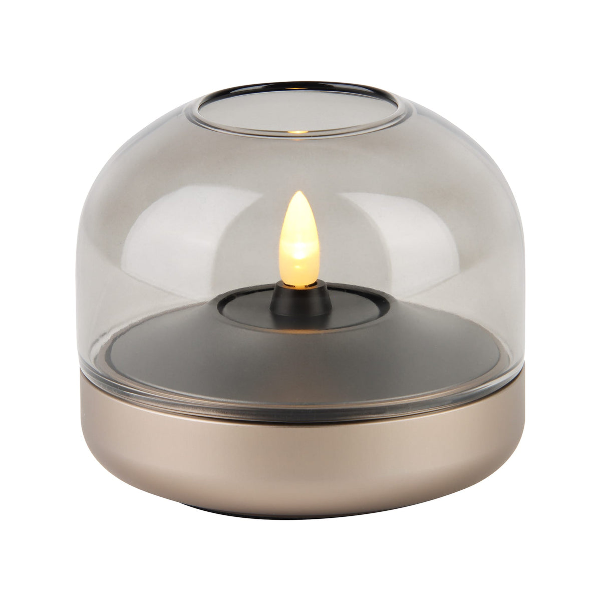 Glow 08 candle holder with glass dome and bronze base for Shine LED candle.