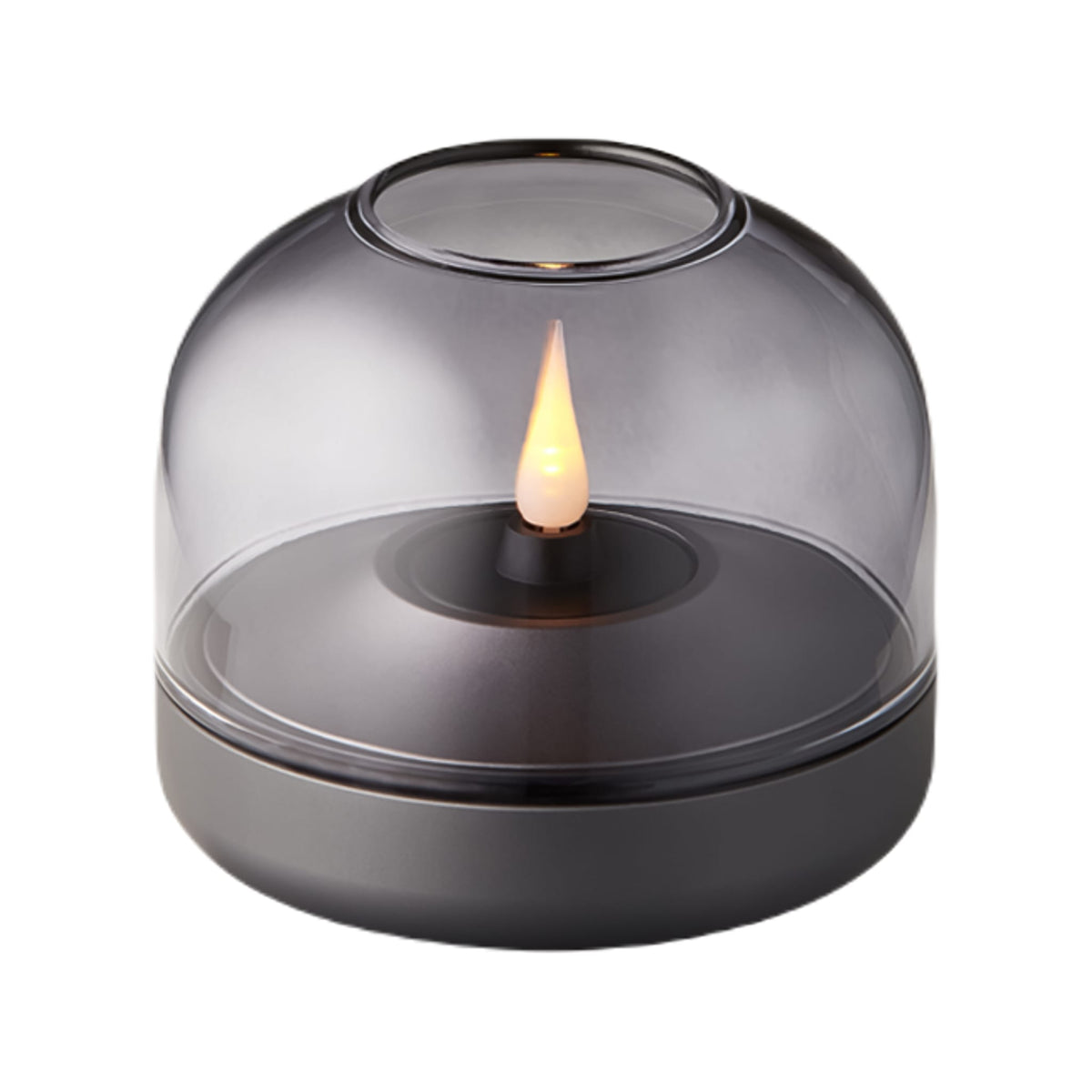 Kooduu Glow 08 candle holder with glass dome and Shine LED candle for safer, durable lighting.