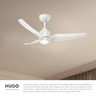 Plafonnier extérieur à DEL Hugo de Kuzco Lighting CF72942-WH Ventilateur  en blanc mat