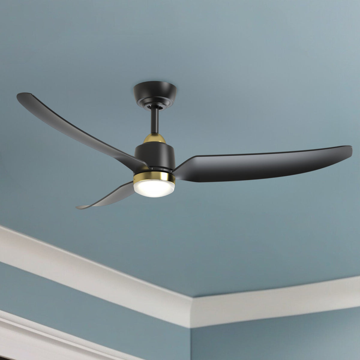 Kuzco Lighting CF72952-BG/MB-5CCT Hugo LED Exterior Ceiling Fan in Brushed Gold/Matte Black