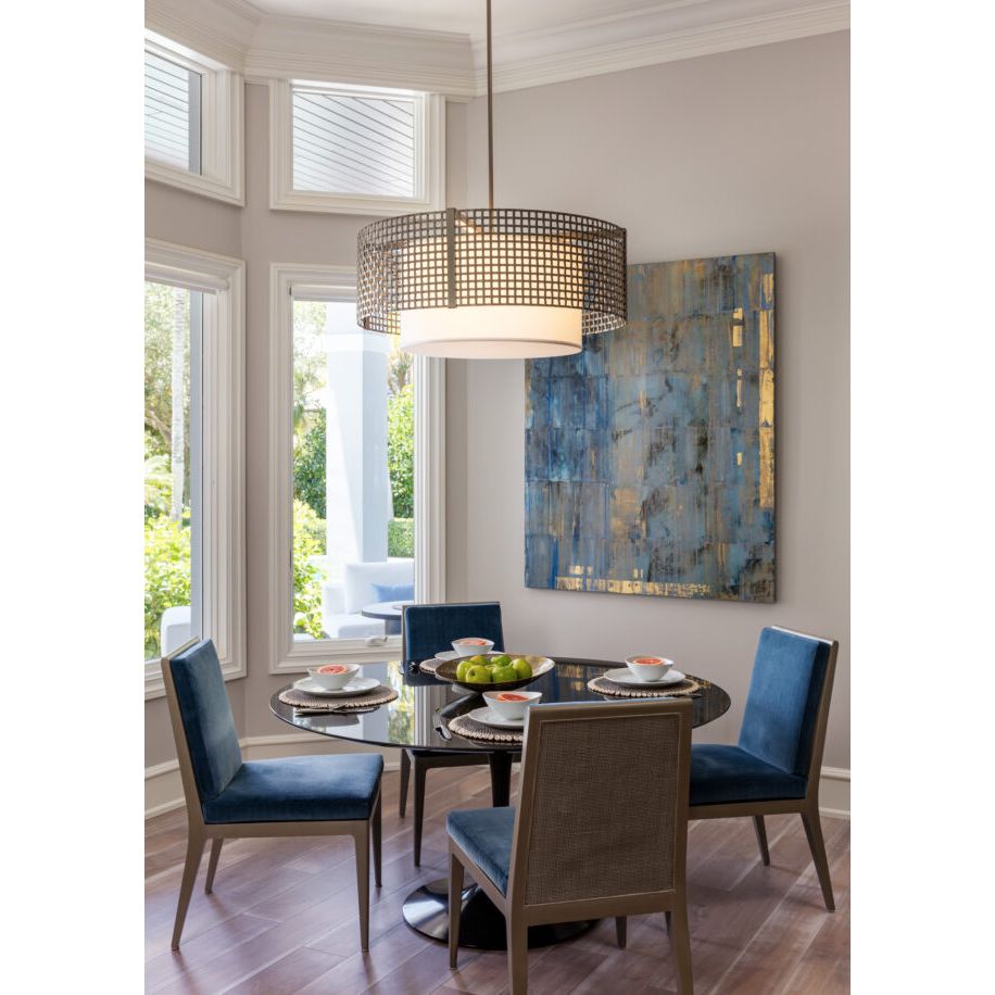 Tweed Drum with Linen Shade, 36-Inch