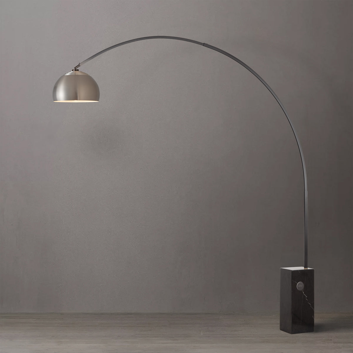 Lampe arc iconique Nova of California 2113812SN demi-dôme 95 po H 1 lumière en nickel noir
