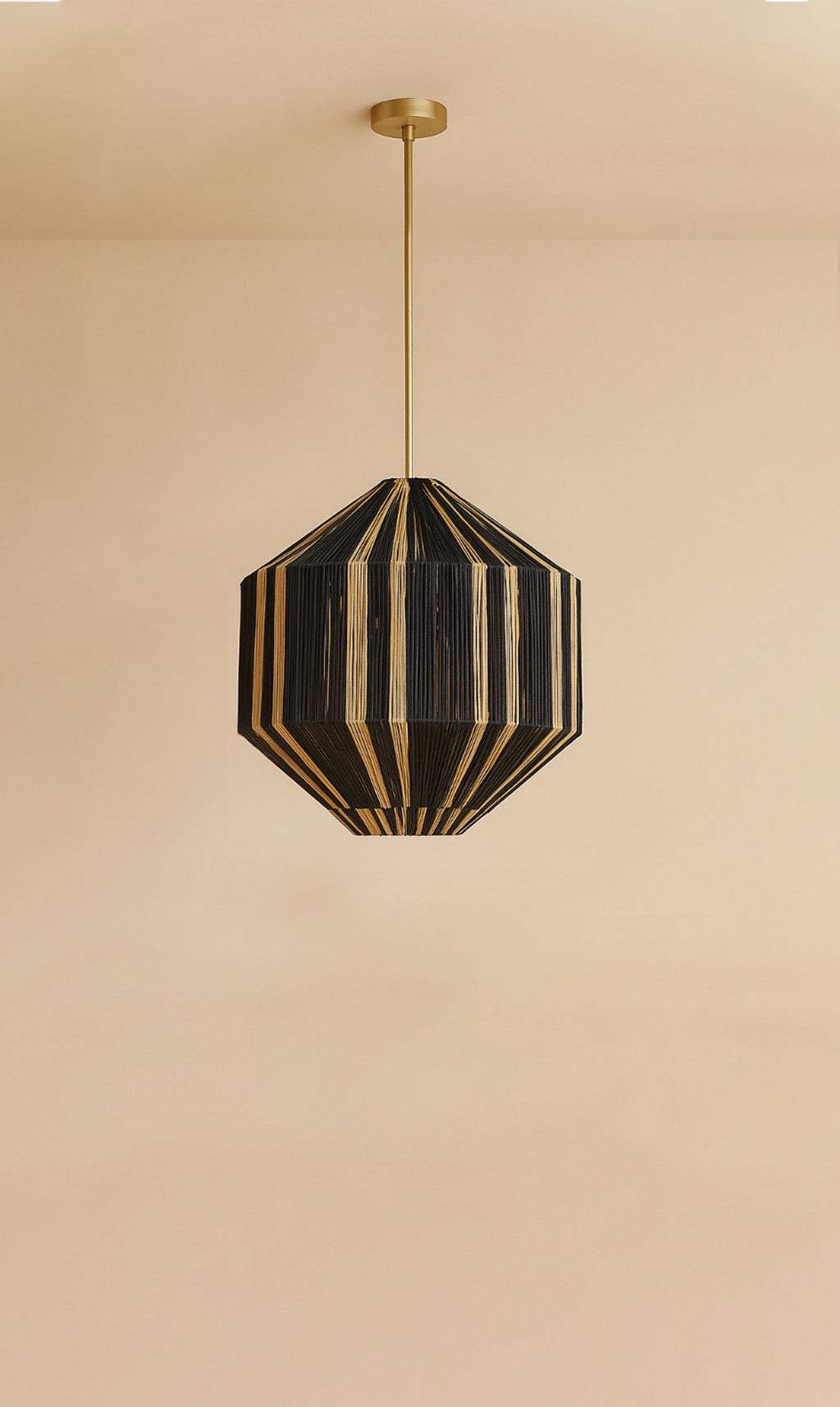 Dounia Home - DH-IZADIAPEN-SM-NR - Iza Diamond Pendant Light - Natural Raffia