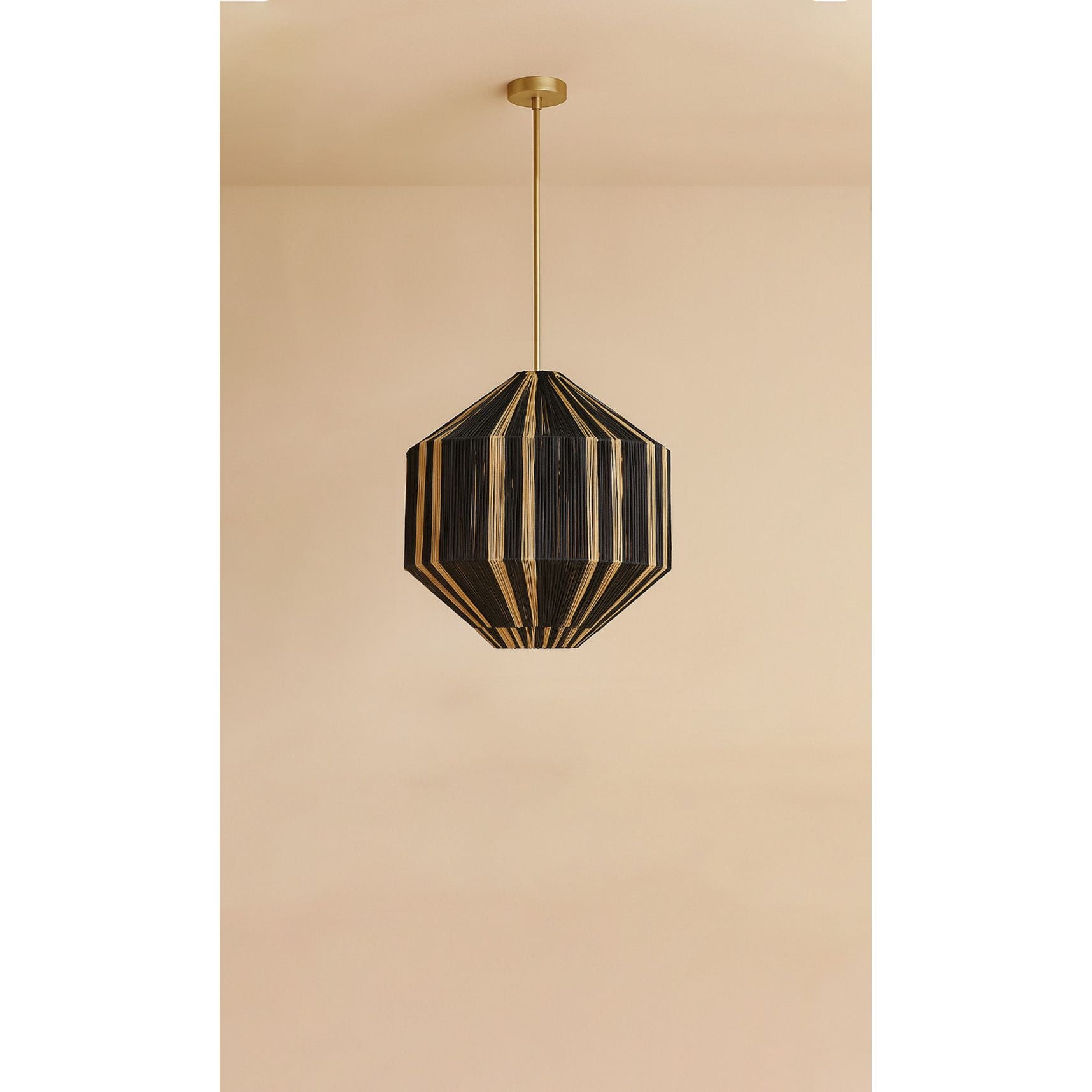 Dounia Home - DH-IZADIAPEN-SM-NR - Iza Diamond Pendant Light - Natural Raffia