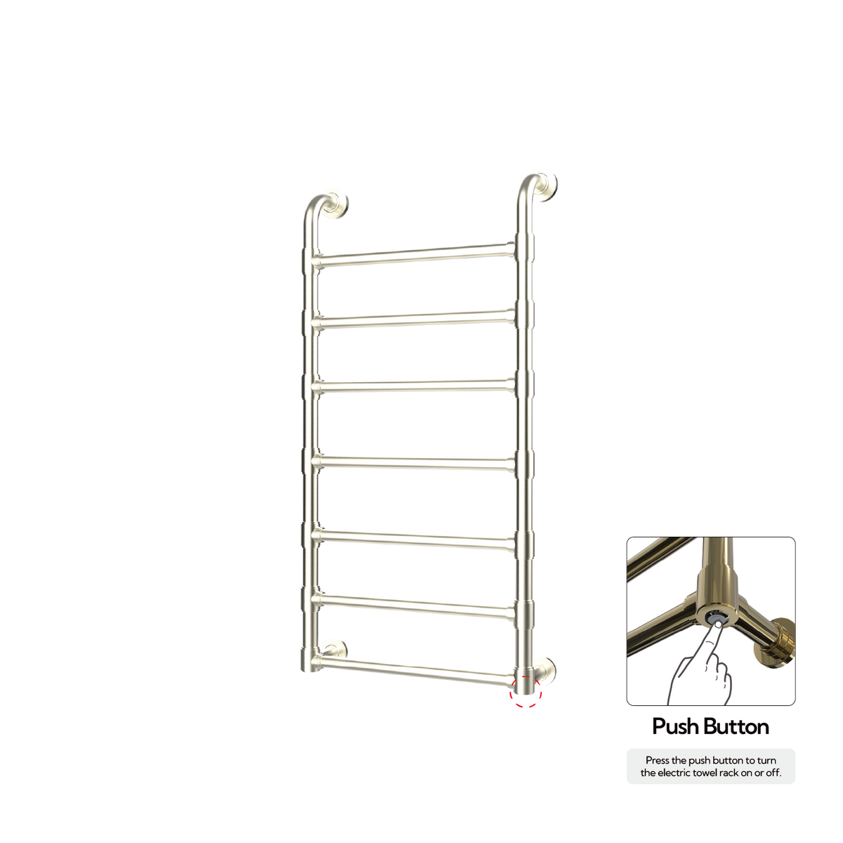 P&Bhusri K05-M-BWG-N K05 Towel Warmer in PVD Brushed White Gold