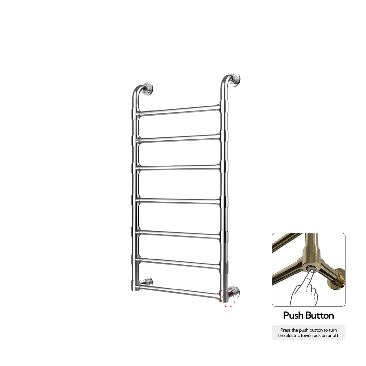 P&Bhusri K05-M-CHR-N K05 Towel Warmer in Polished Chrome