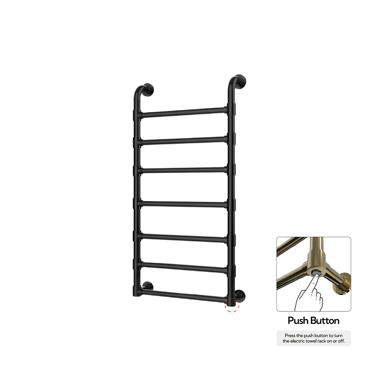 P&Bhusri K05-M-PBN-N K05 Towel Warmer in PVD Polished Black Nickel