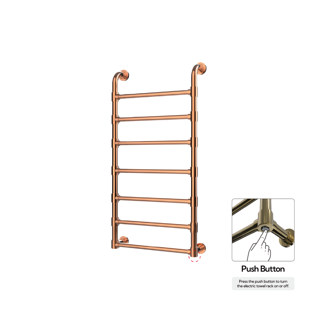 P&Bhusri K05-M-RGD-N K05 Towel Warmer in PVD Polished Rose Gold