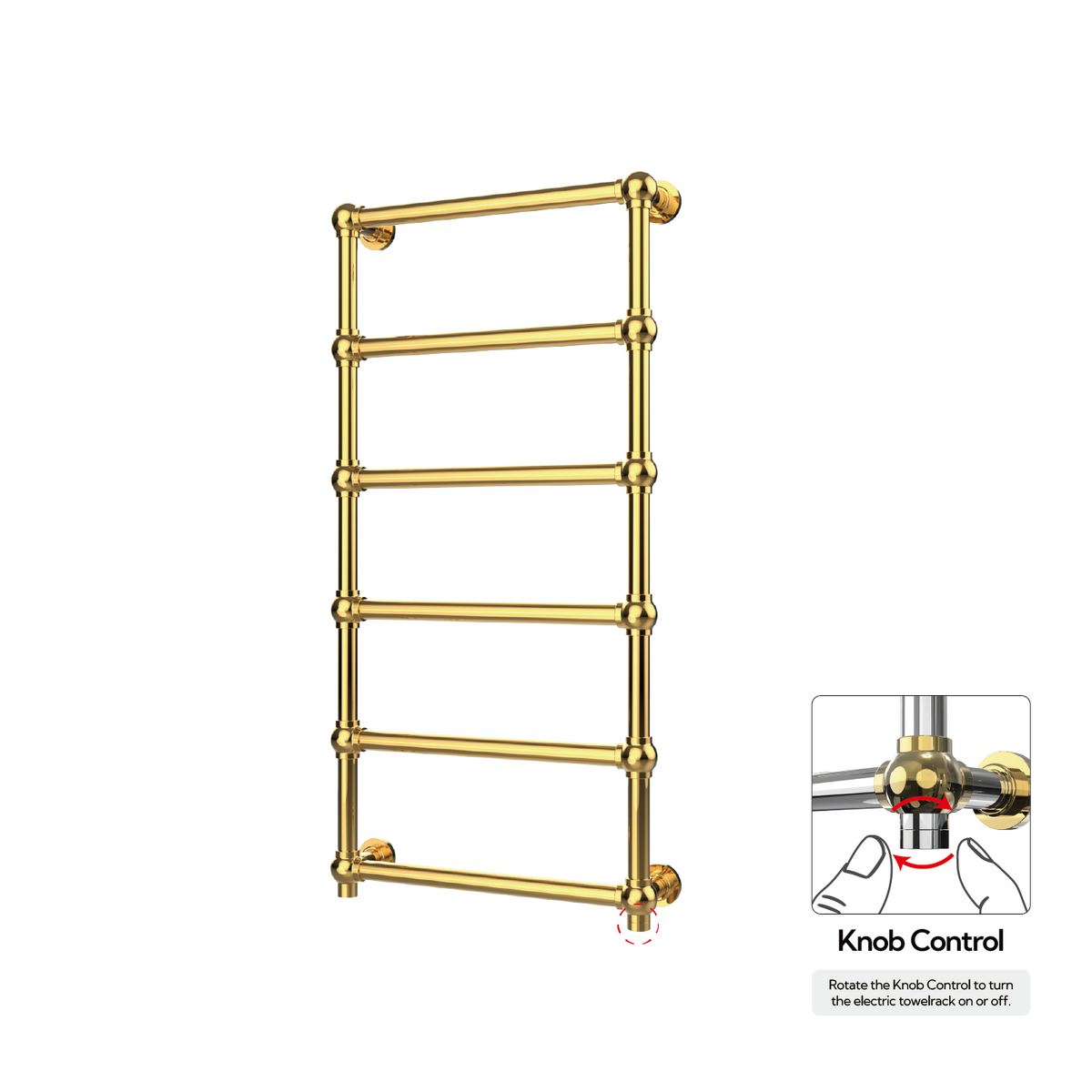 P&Bhusri K06-L-24K-XK K06 Towel Warmer in PVD 24K Gold
