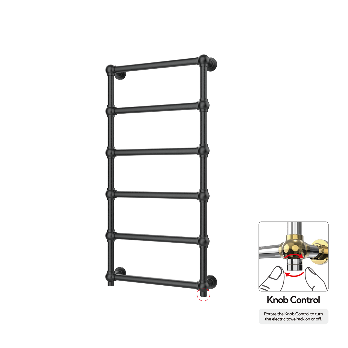 P&Bhusri K06-L-BBN-XK K06 Towel Warmer in PVD Brushed Black Nickel