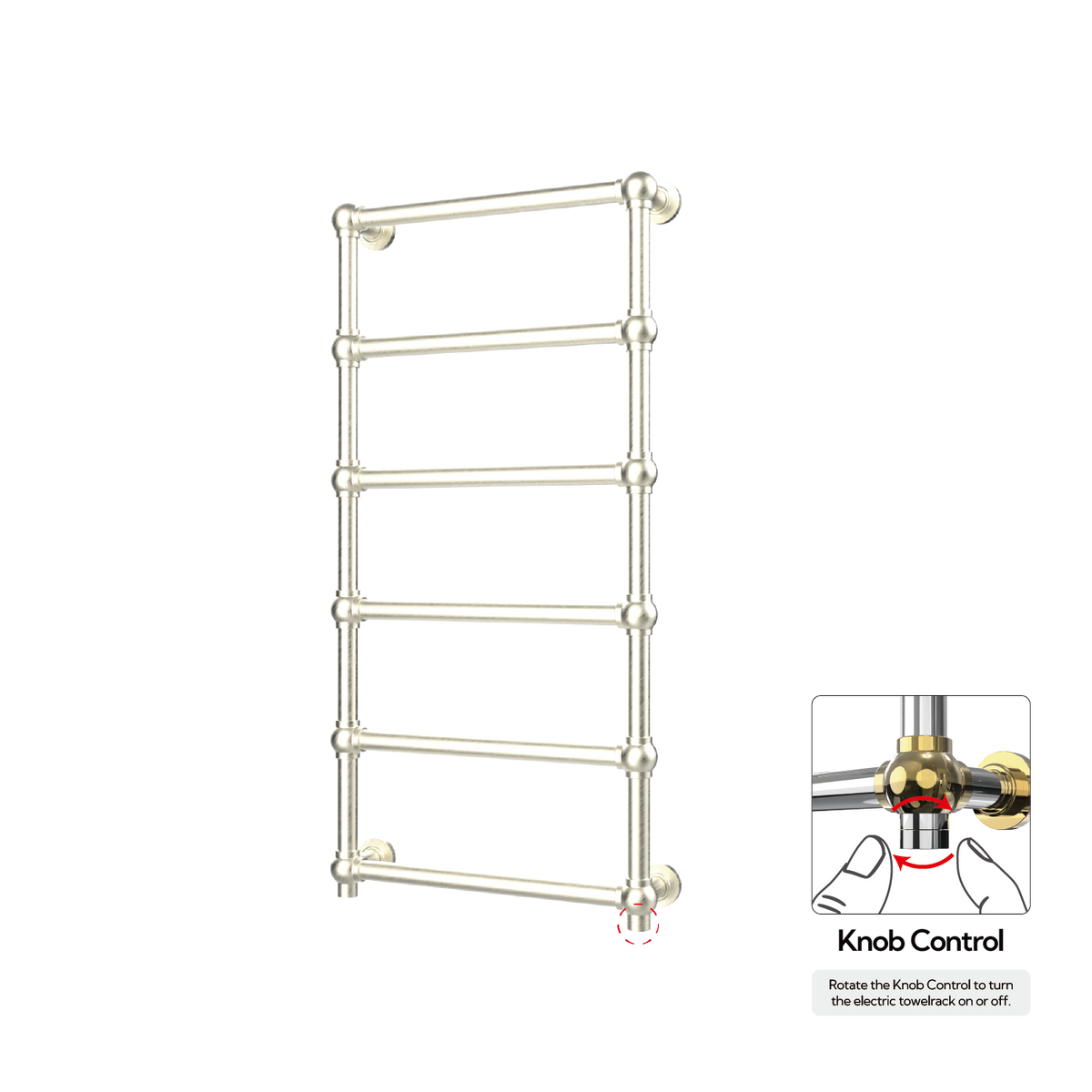 P&Bhusri K06-L-BWG-XK K06 Towel Warmer in PVD Brushed White Gold
