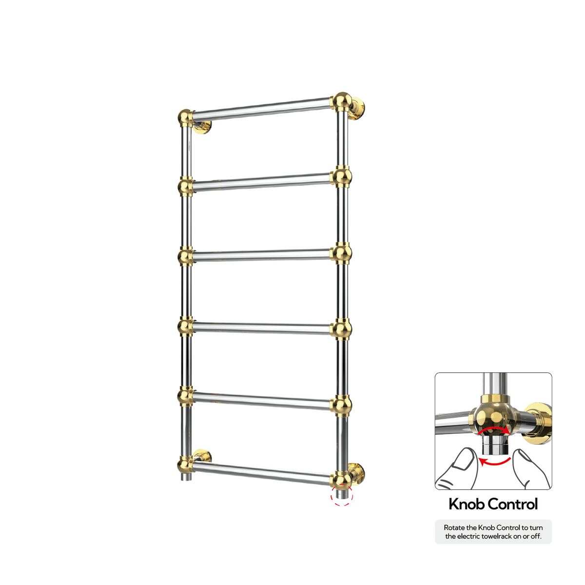 P&Bhusri K06-L-CHR-LGD-XK K06 Towel Warmer in Chrome - PVD Luxury Gold