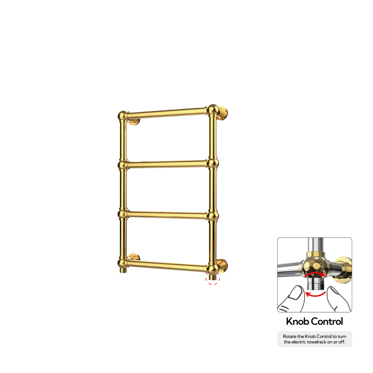 P&Bhusri K06-M-24K-XK K06 Towel Warmer in PVD 24K Gold