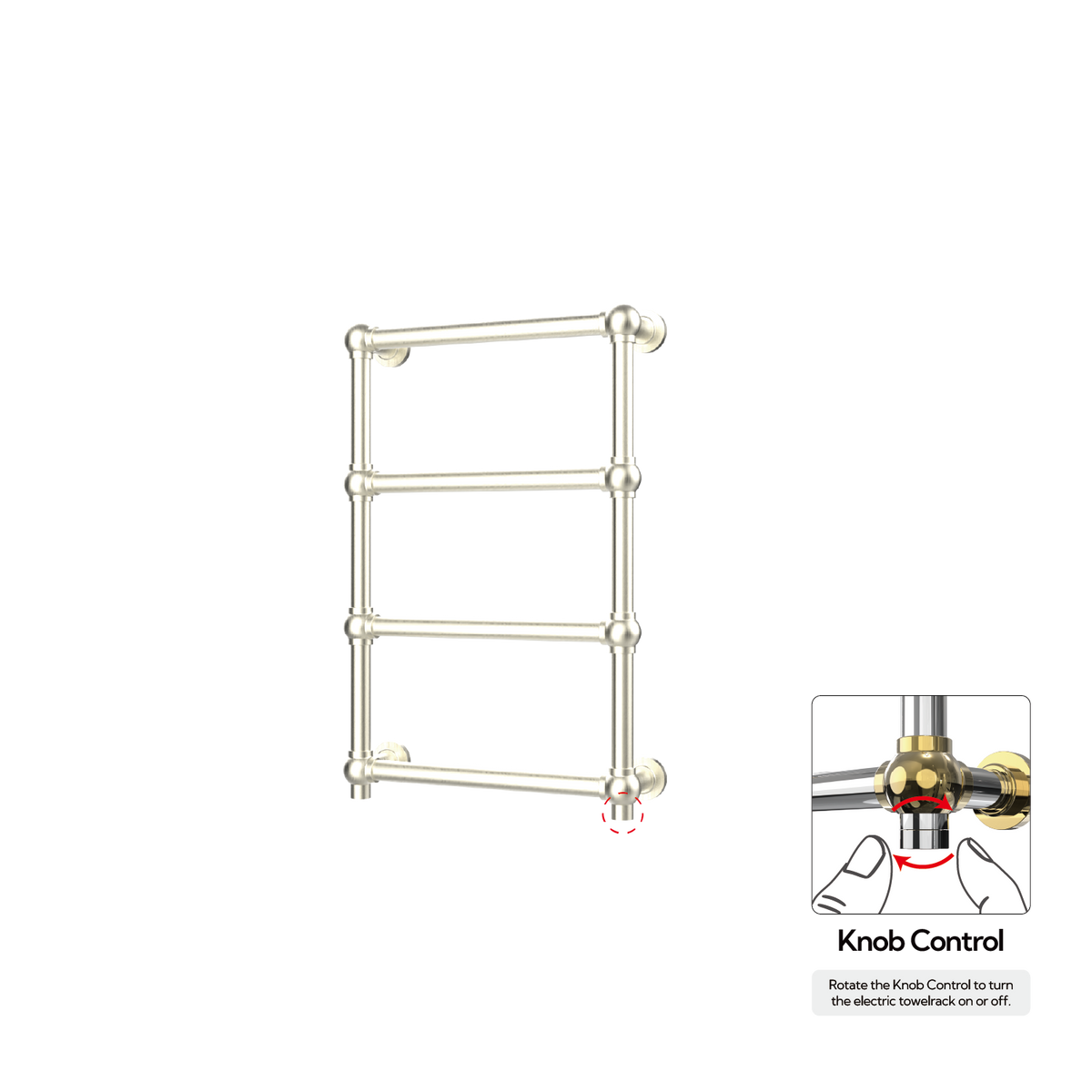 P&Bhusri K06-M-BWG-XK K06 Towel Warmer in PVD Brushed White Gold