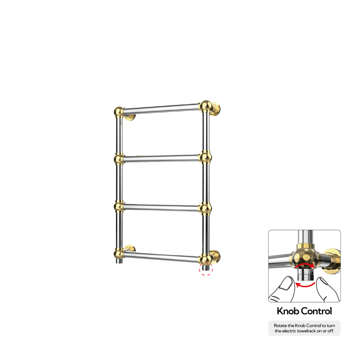 P&Bhusri K06-M-CHR-LGD-XK K06 Towel Warmer in Chrome - PVD Luxury Gold