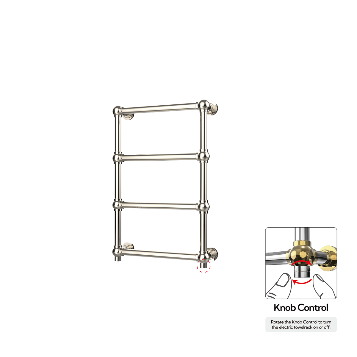 P&Bhusri K06-M-PNI-XK K06 Towel Warmer in PVD Polished Nickel