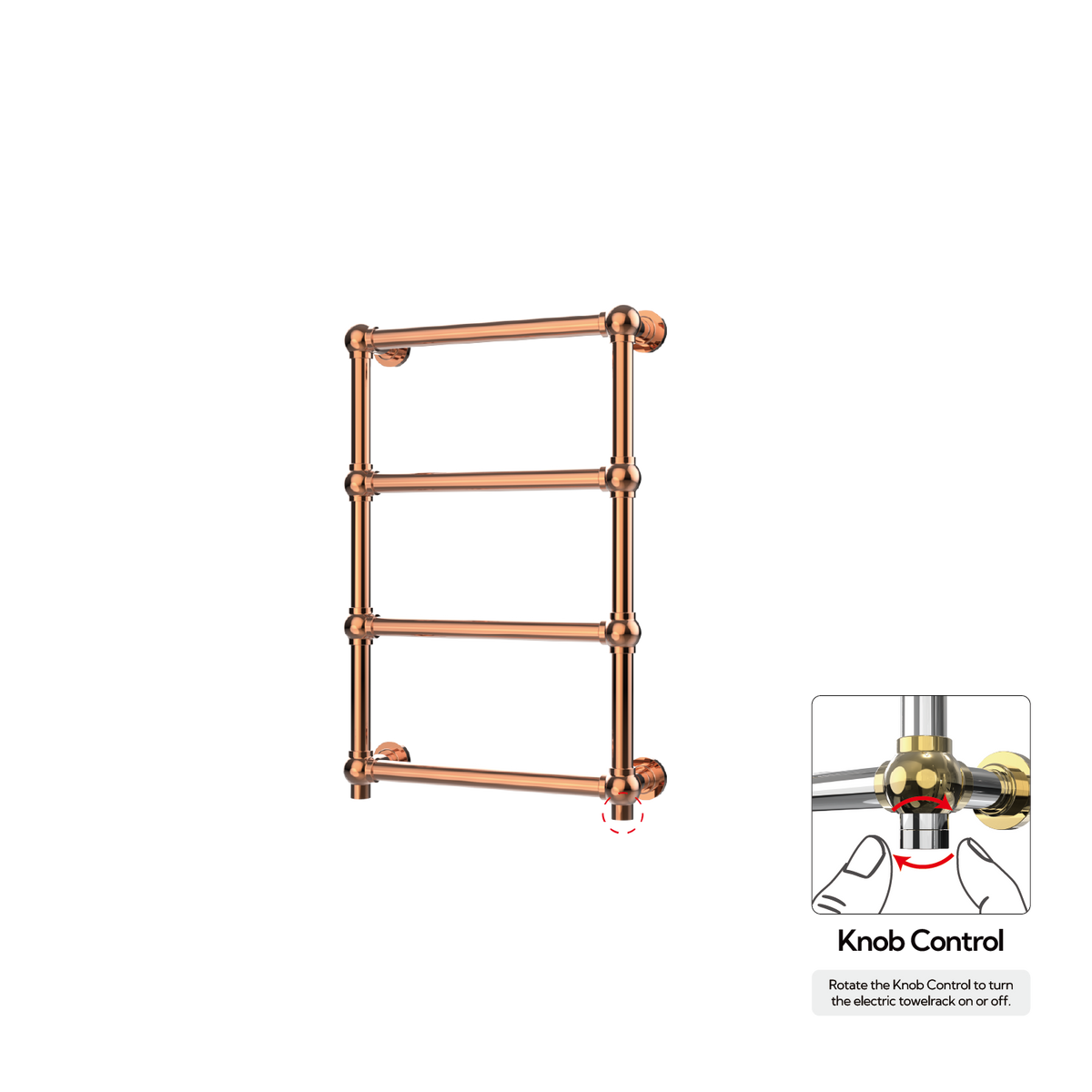 P&Bhusri K06-M-RGD-XK K06 Towel Warmer in PVD Polished Rose Gold