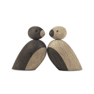 Kay Bojesen 39460 Pair of Sparrows Wooden Figurine Set in Oak/Smoked Oak