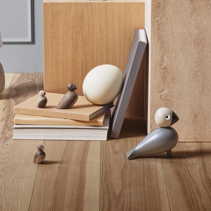 Kay Bojesen 39460 Pair of Sparrows Wooden Figurine Set in Oak/Smoked Oak