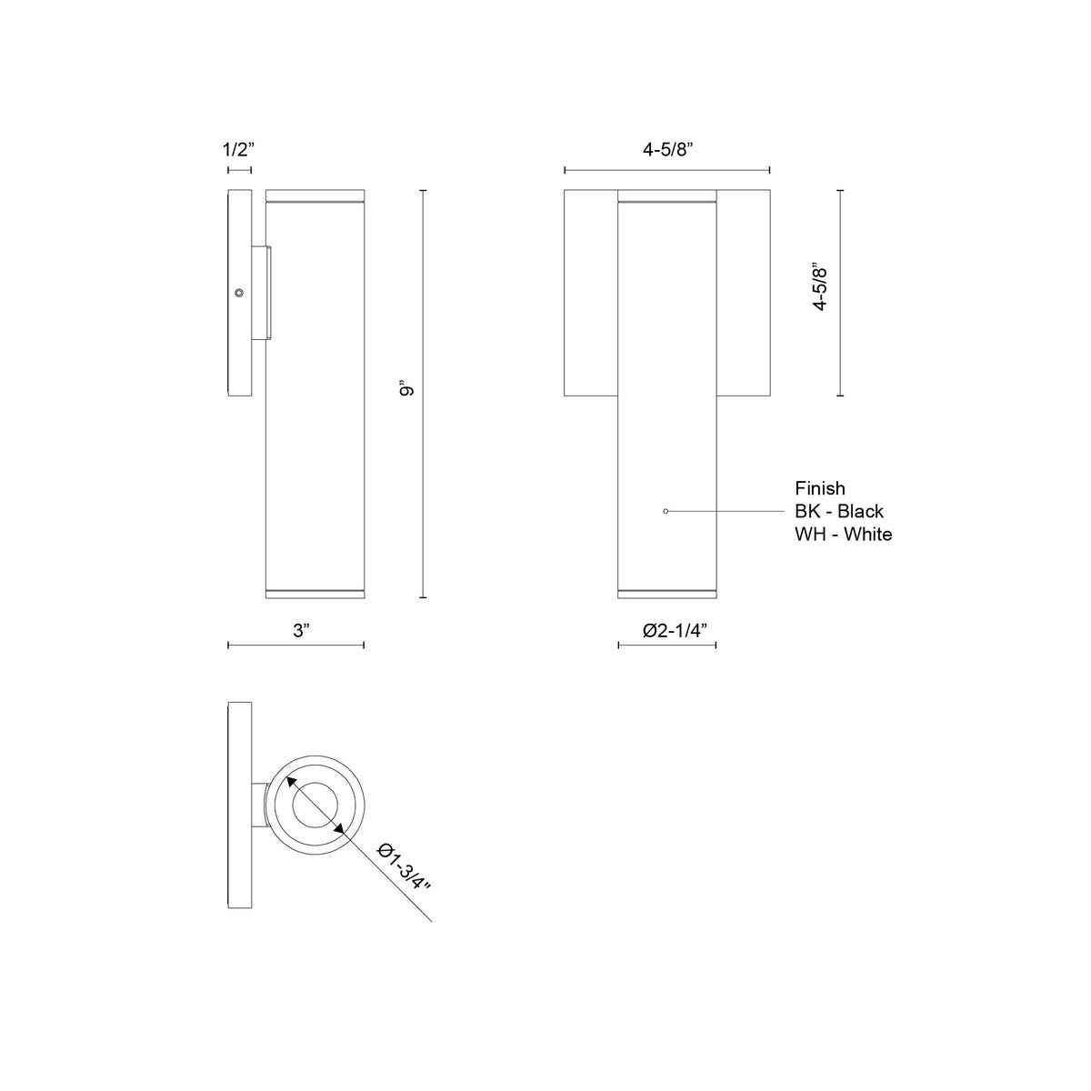 Kuzco Lighting LD2-WS09W10-3036-BK-UNV-010 Lorna LED Intérieur/Extérieur Murale en noir