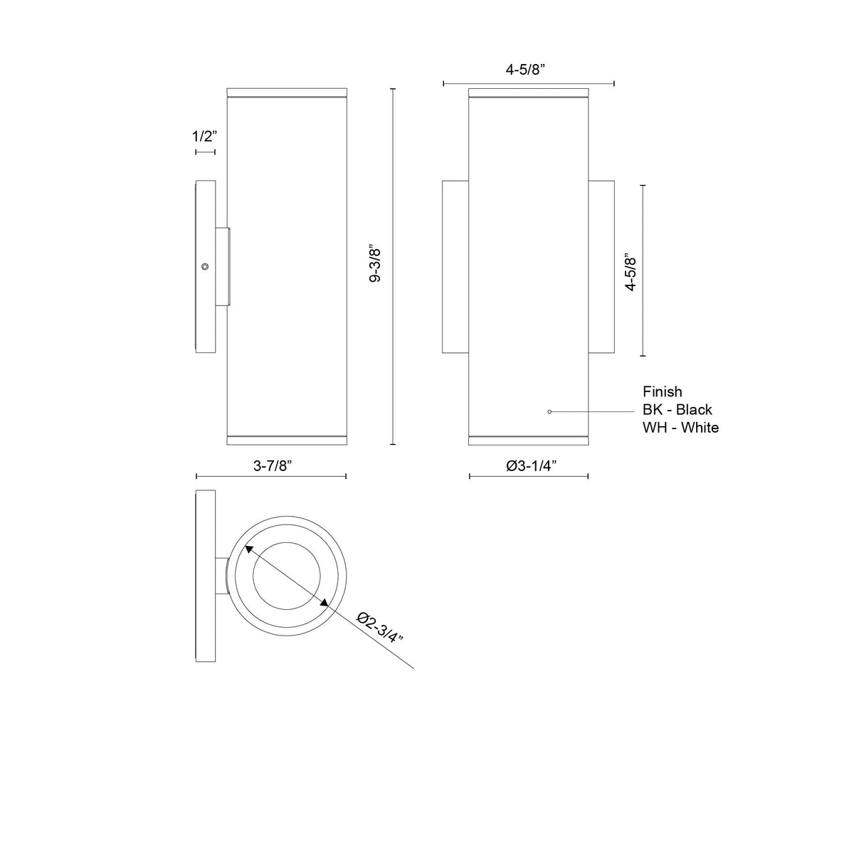 Kuzco Lighting LD3-ED09W20-3036-BK-UNV-010 Lorna LED Exterior Wall Sconce Up/Down Light in Black