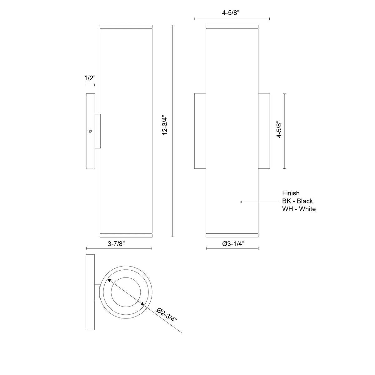 Kuzco Lighting LD3-ED12W24-3036-BK-UNV-010 Lorna LED Exterior Wall Sconce Up/Down Light in Black