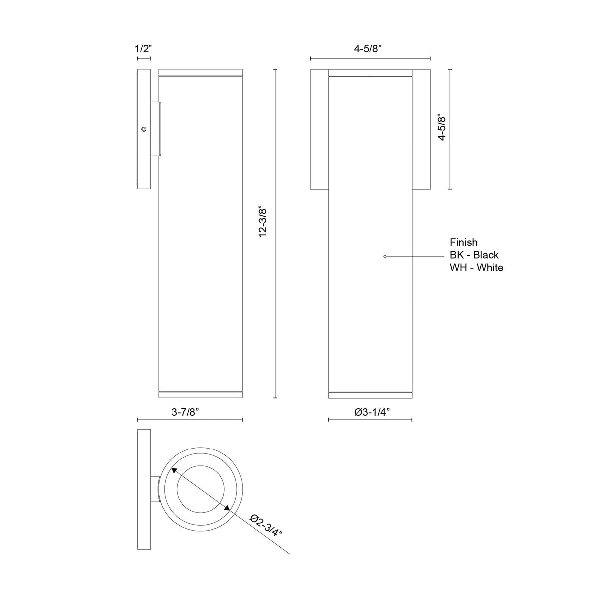 Kuzco Lighting LD3-WS12W18-3036-BK-UNV-010 Lorna LED Intérieur/Extérieur Murale en noir