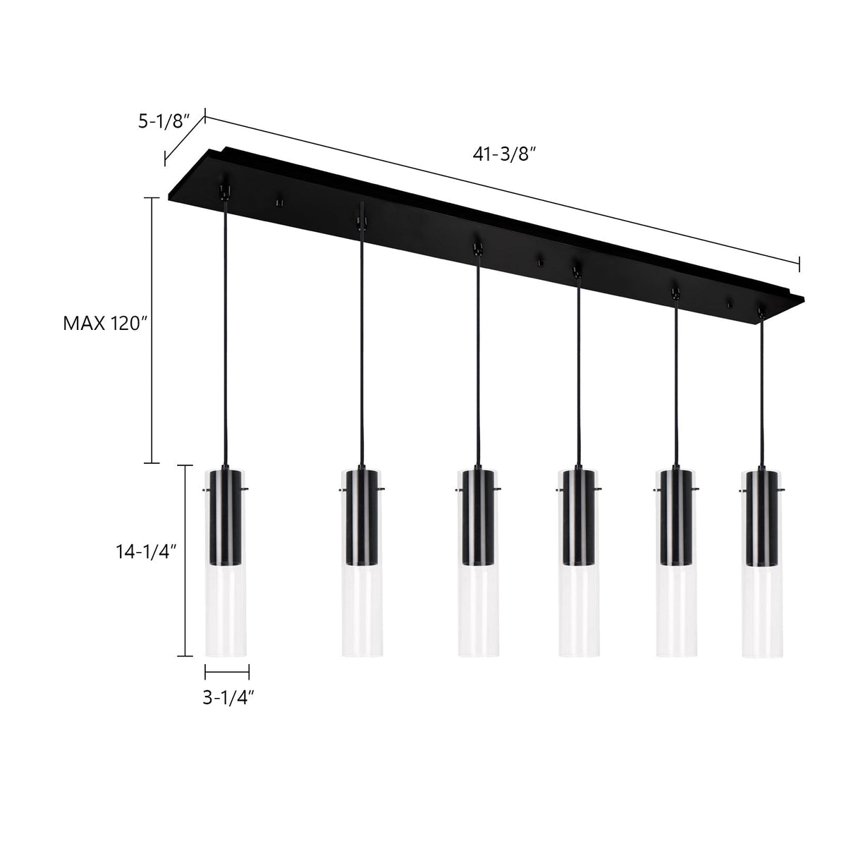Kuzco Lighting MP21703BK-06 Lena LED Multi Suspension en noir