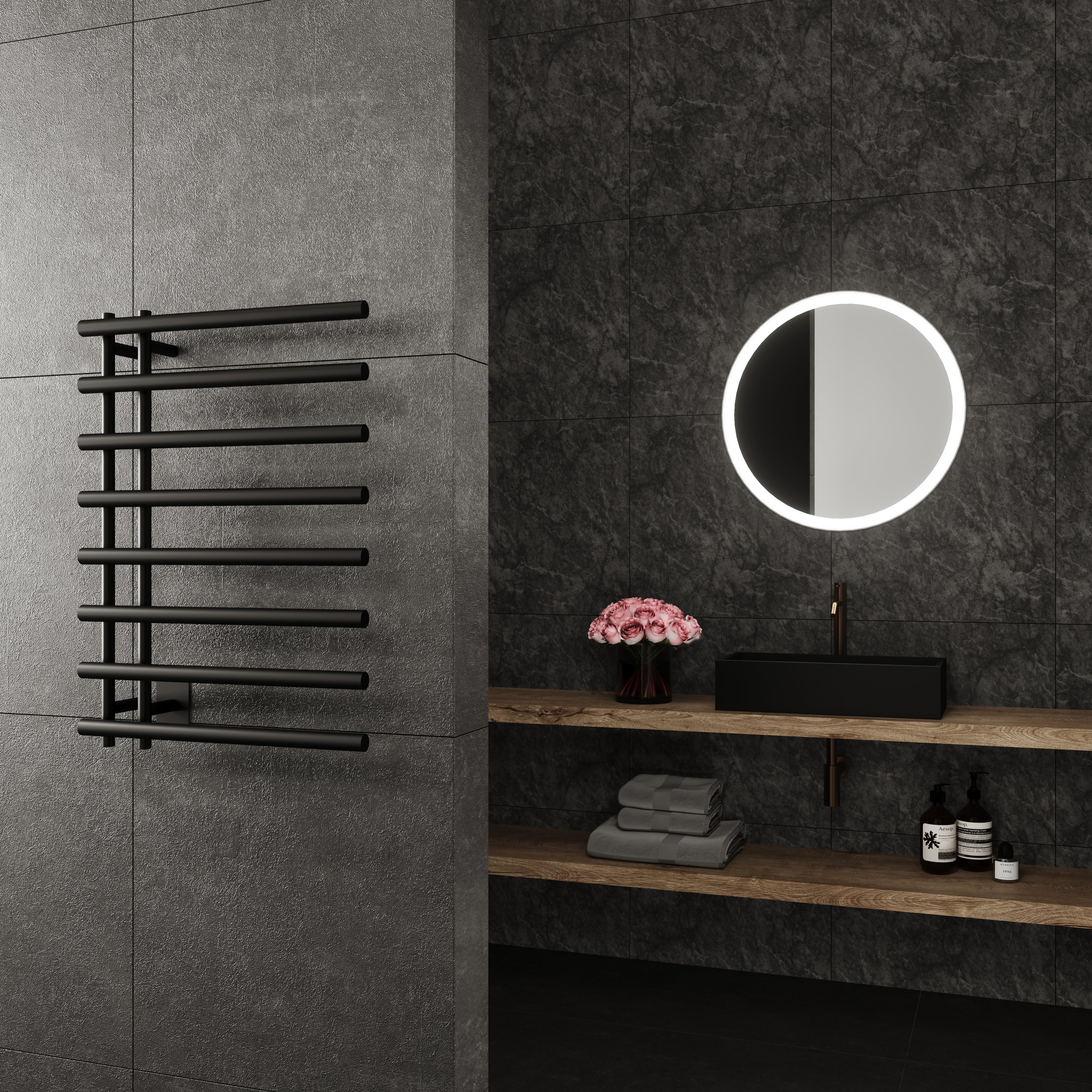 Paris Mirror - LETOBLK08 - Towel Warmer - Leto - Black