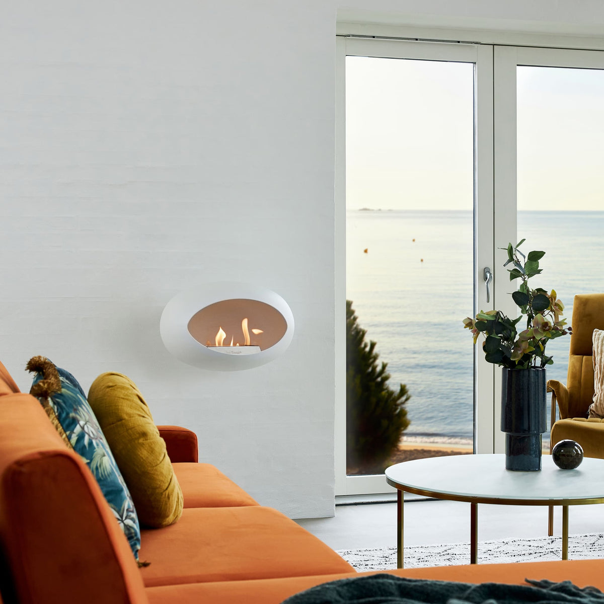 Wall Dome Fireplace - White