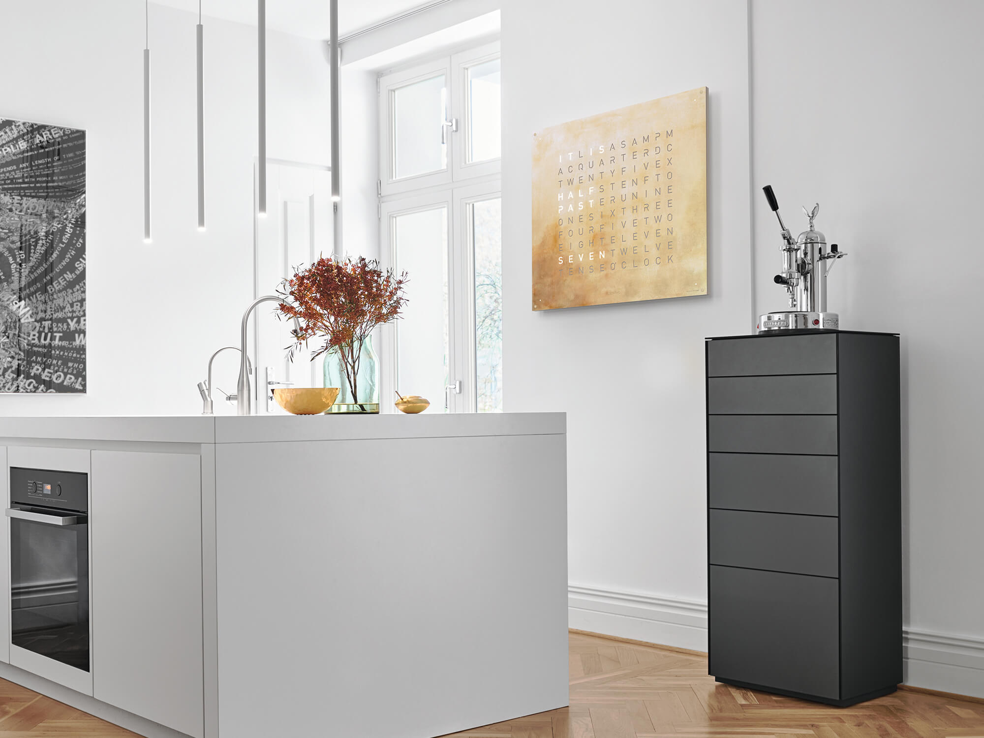 QLOCKTWO LG4SG QLOCKTWO EARTH 90 Édition Créateur Argent et Or
