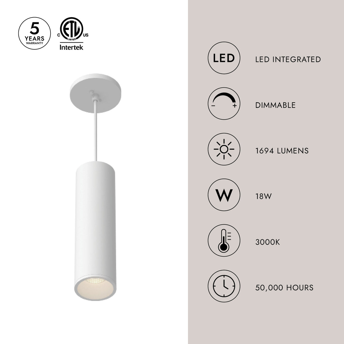 Kuzco Lighting LD3-PD12W18-3036-BK-UNV-010 Lorna LED Pendant in Black