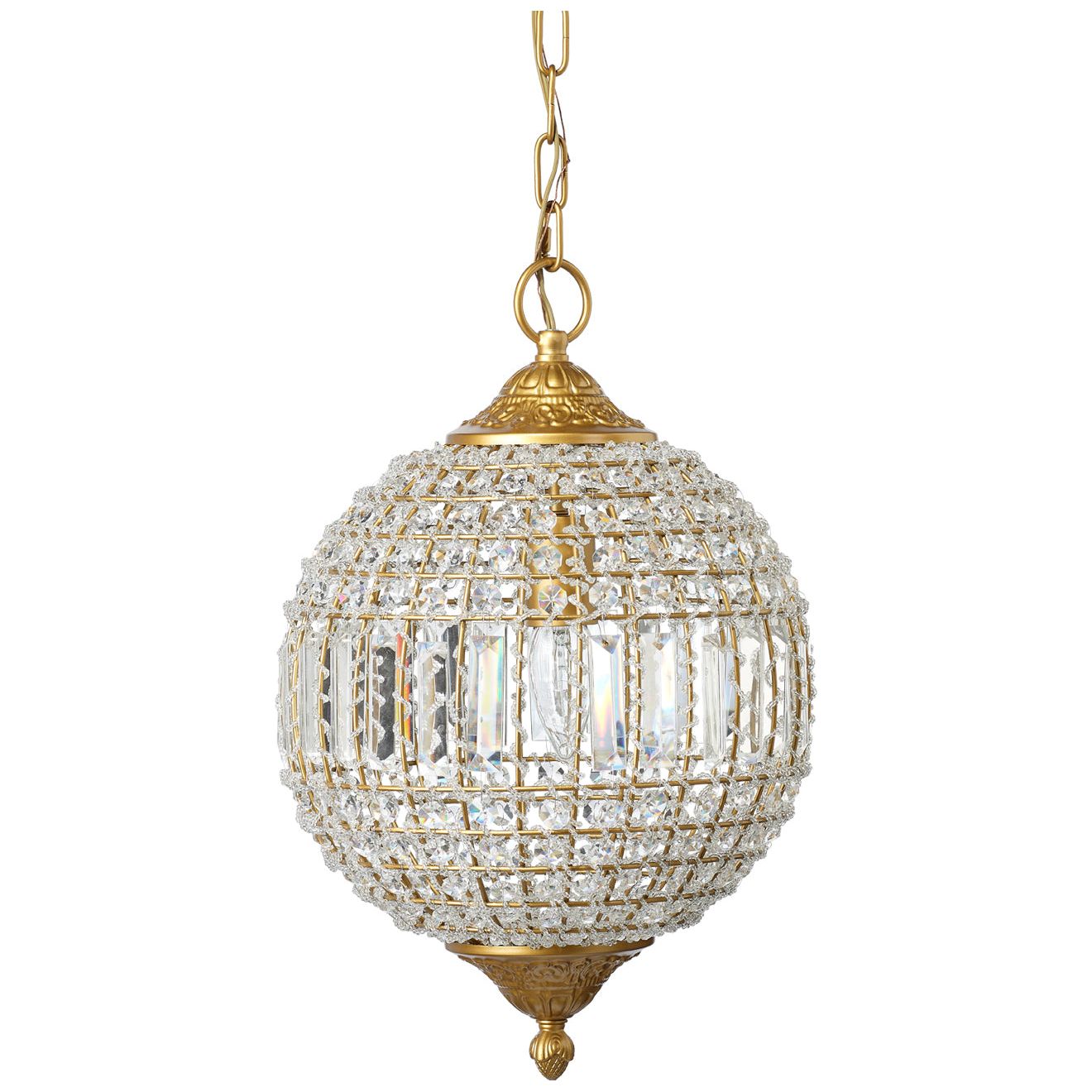 Jamie Young Company - LS5CRYSTCLAG - Crystal Orb Pendant - Crystal - Antique Gold