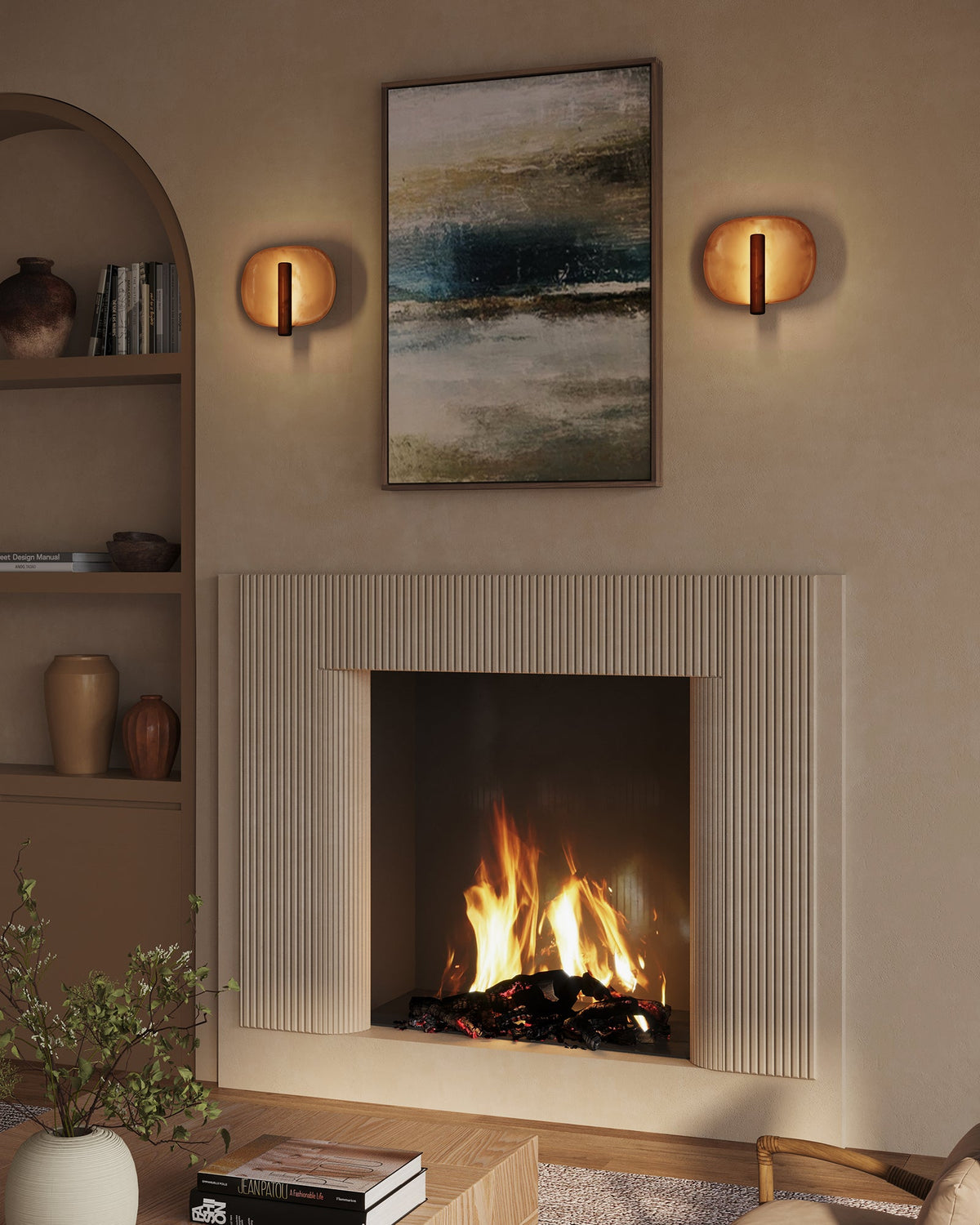 Kuzco Canada - WS20809-PW/VB - LED Wall Sconce - Lustre - Pearl White/Vintage Brass