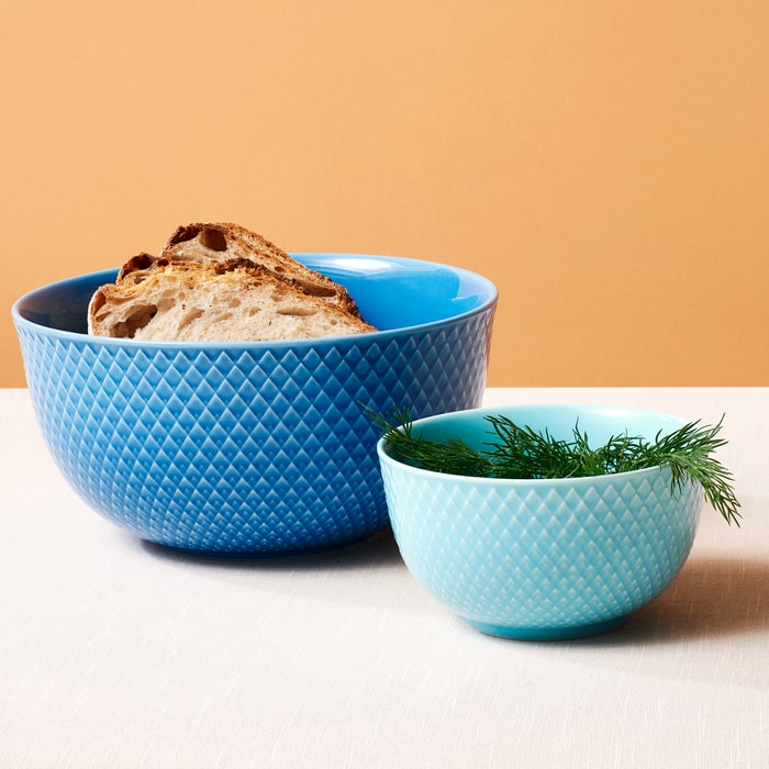 Lyngby Porcelæn 201910 Bol de service Rhombe Color en bleu