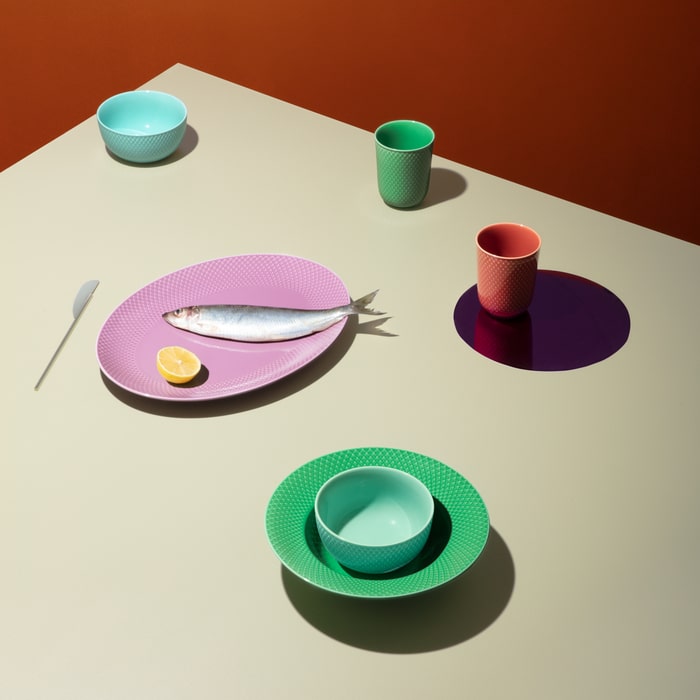 Lyngby Porcelæn 201950 Plat de service ovale couleur Rhombe en violet