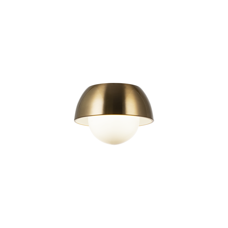 Matteo Lighting M11301AGOP Watson Flush Mount in Aged Gold Brass with White Interior