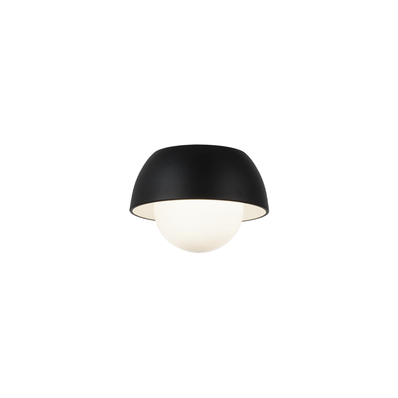 Matteo Lighting M11301MBOP Watson Flush Mount in Matte Black with White Interior