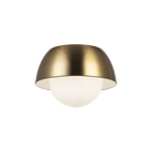 Matteo Lighting M11311AGOP Watson Flush Mount in Aged Gold Brass with White Interior