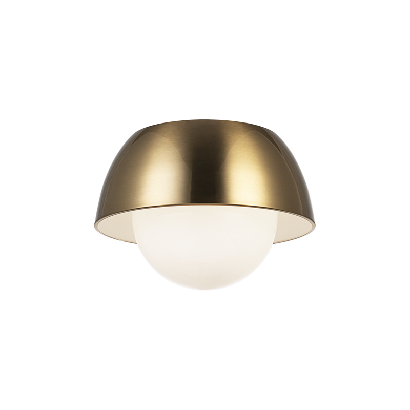 Matteo Lighting M11311AGOP Watson Flush Mount in Aged Gold Brass with White Interior