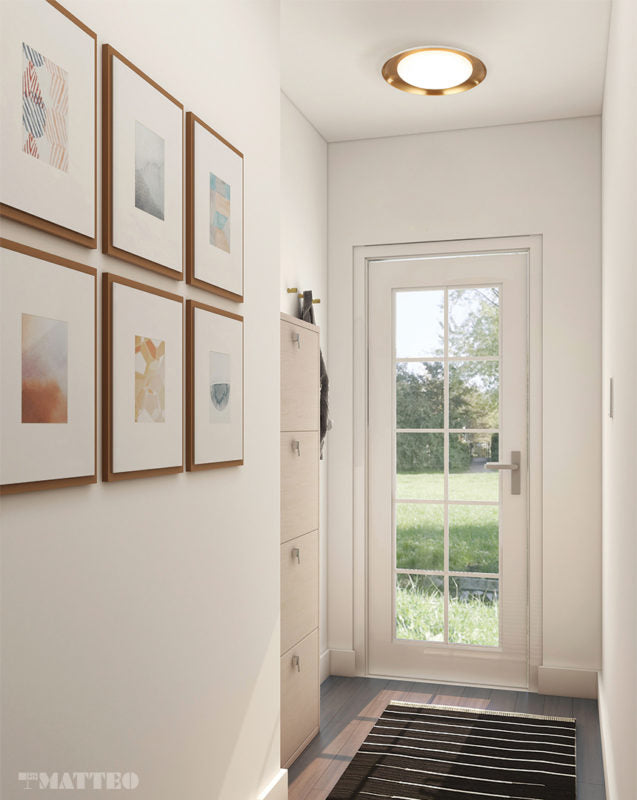 Éclairage Matteo M12218WHAG Lalonde LED Plafonnier intérieur en laiton doré vieilli blanc