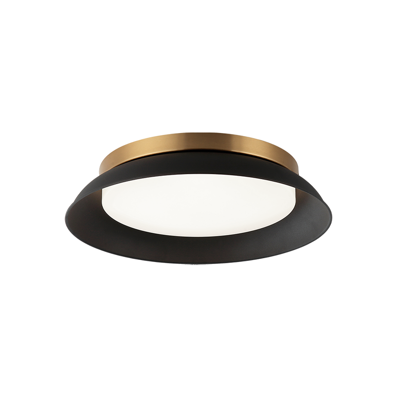 Matteo Lighting M12515MBAG Finley LED Flush Mount in Matte Black + Aged Gold Brass