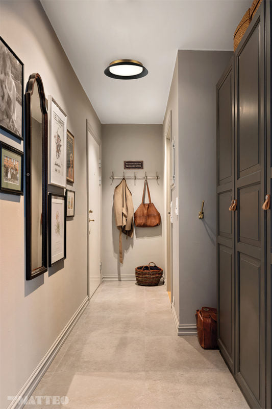 Matteo Lighting M12518MBAG Finley LED Flush Mount in Matte Black + Aged Gold Brass
